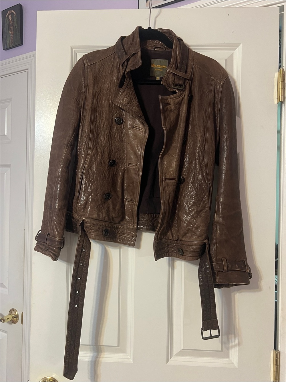 Madewell Wearmaster Brown leather belted jacket ASO Black Widow